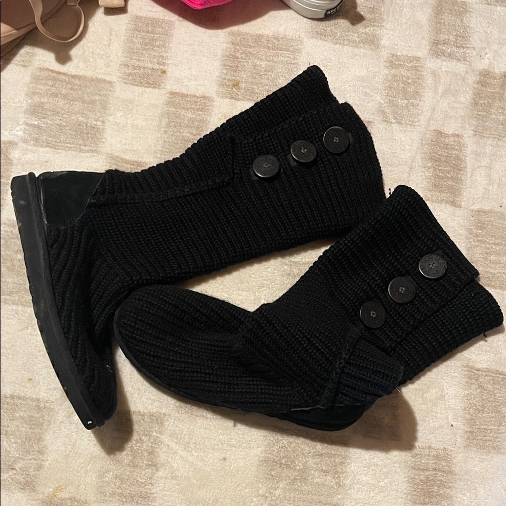 UGG Black Knit Button BOOTS